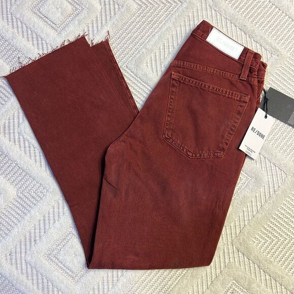RE/DONE - 70s Stove Pipe cropped distressed high-rise straight-leg jeans - Picture 1 of 8